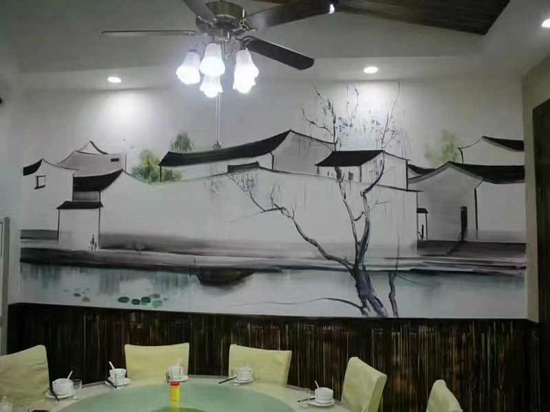 饭店手绘墙画